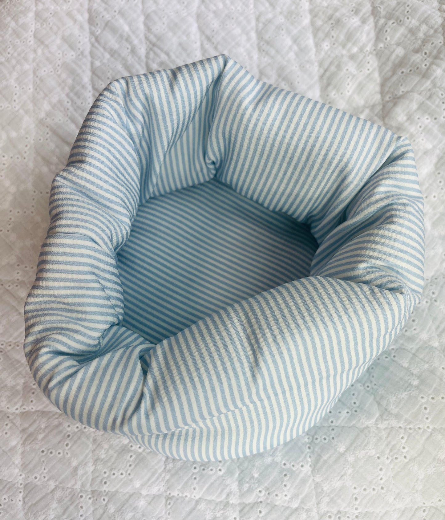 Large Puff Bucket Organizer - Blue Stripes
