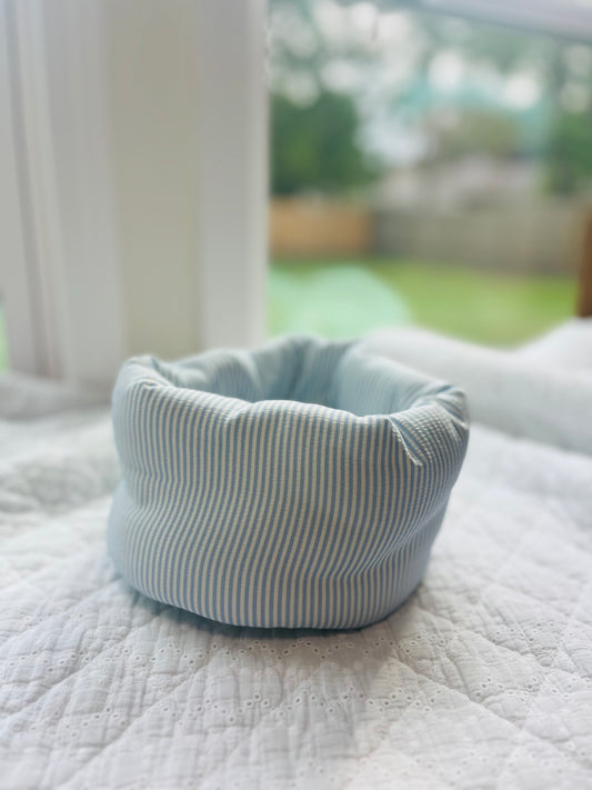 Large Puff Bucket Organizer - Blue Stripes