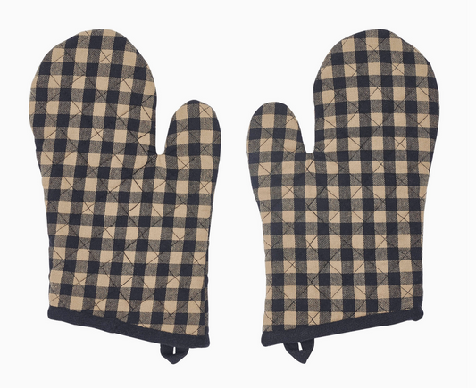 Black Check Oven Mitt