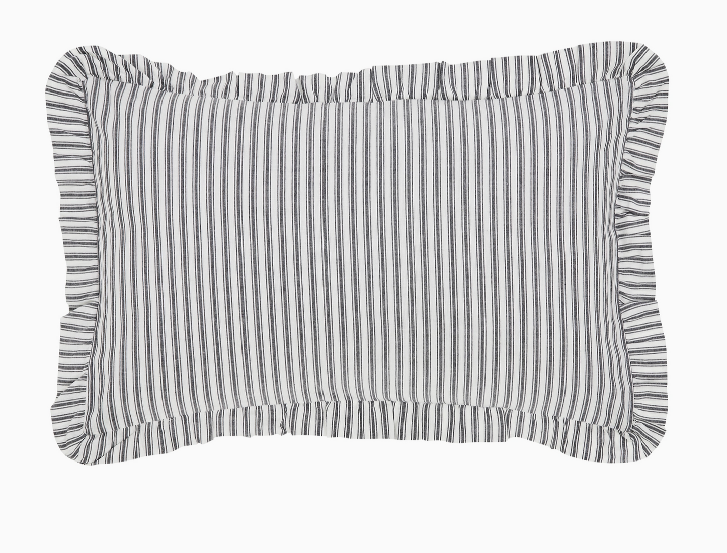 Black Ruffled Ticking Stripe Pillow