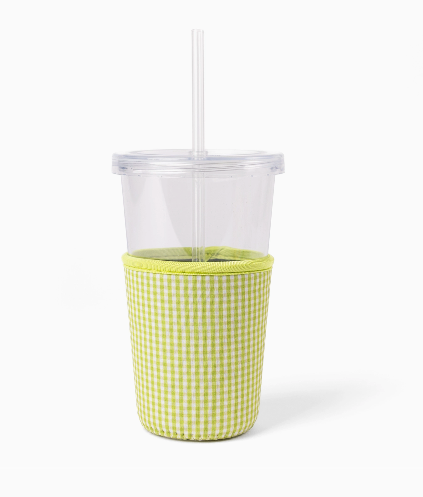 Green Gingham Drink Sleeve | Iced Coffee Koozie