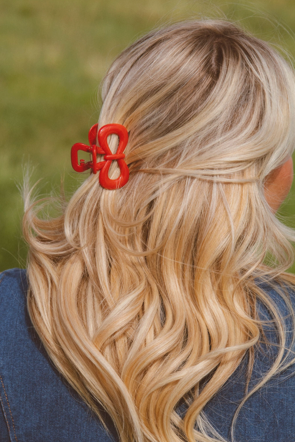 Cherry Red Bow Claw Clip