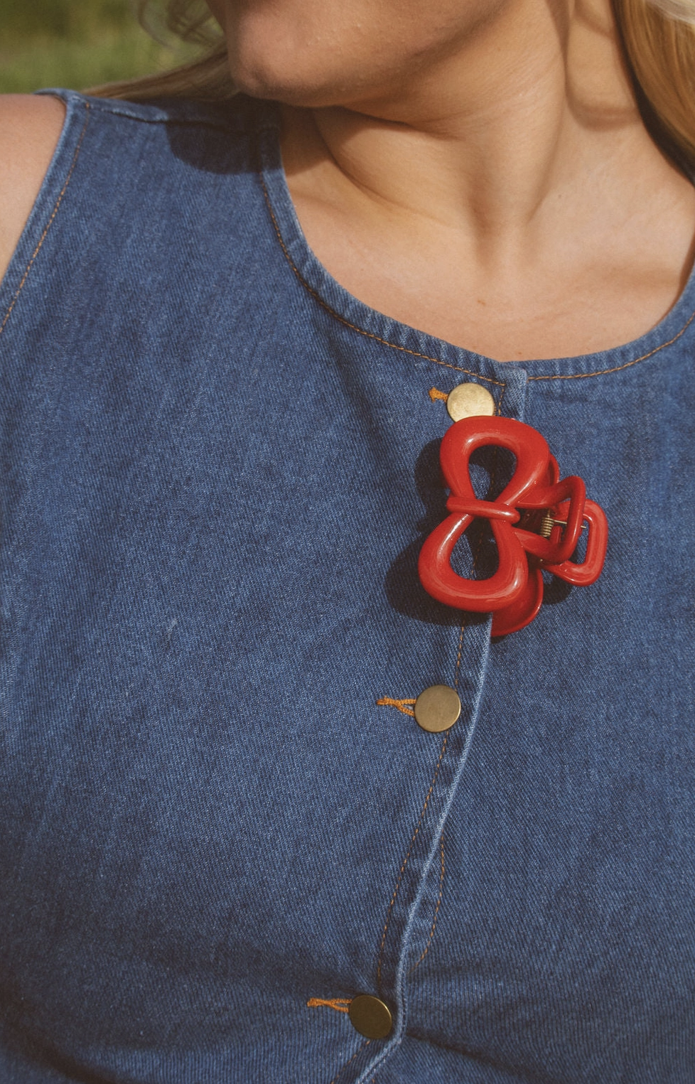 Cherry Red Bow Claw Clip