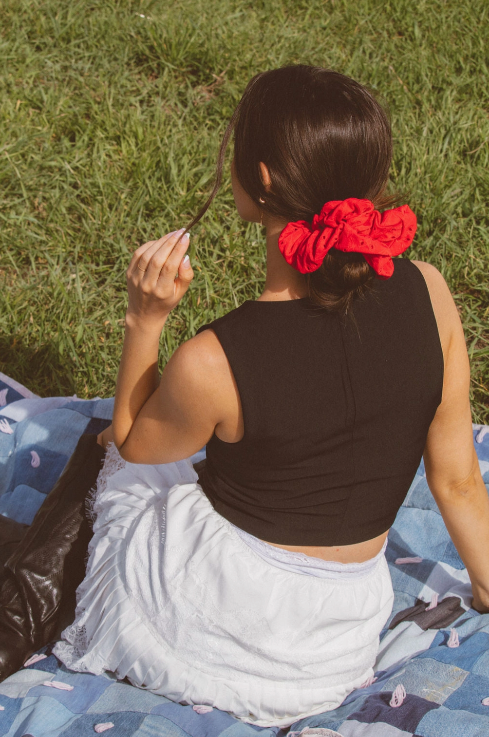 Red Eyelet Jumbo Scrunchie